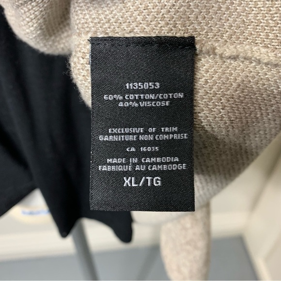 Nicole Miller Minimalist Neutral Tan Cotton Blend Zippered Cardigan Sweater XL - Picture 10 of 13